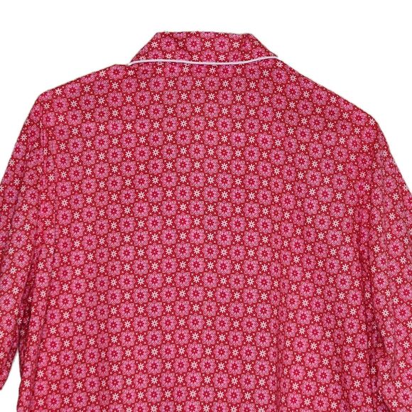 Victoria's Secret 2 Piece Pajama Set Women's Large Red Pink White Floral Cotton - Picture 4 of 13